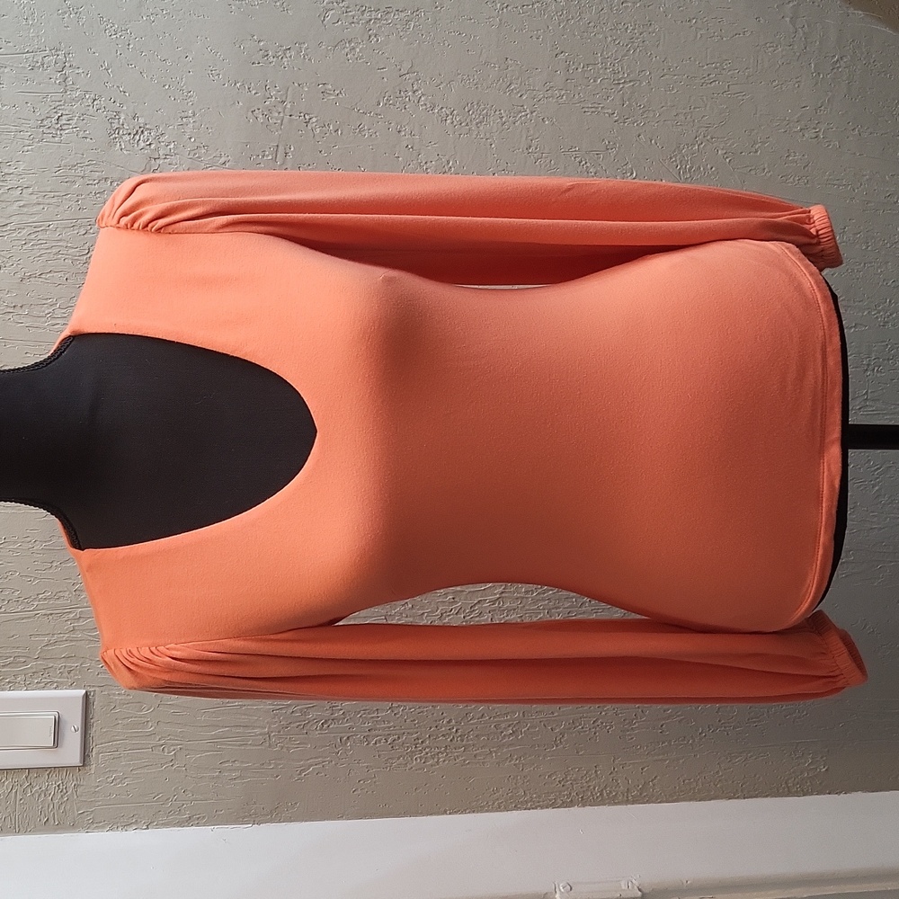 Venus V Neck Bishop Sleeve Orange Coral Top